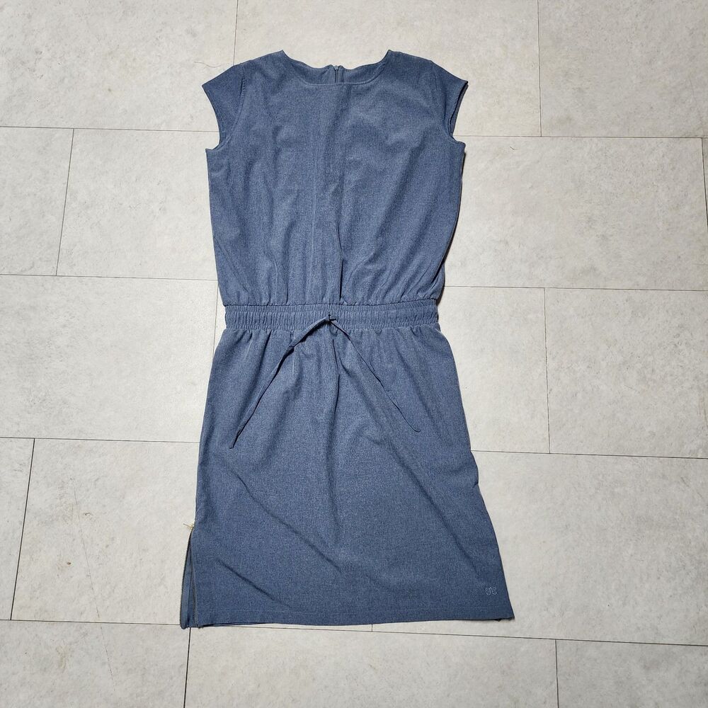 Albion Going Places Dress Athletic Waist Cinch Tie Pockets Knee Sz M Blue Modest